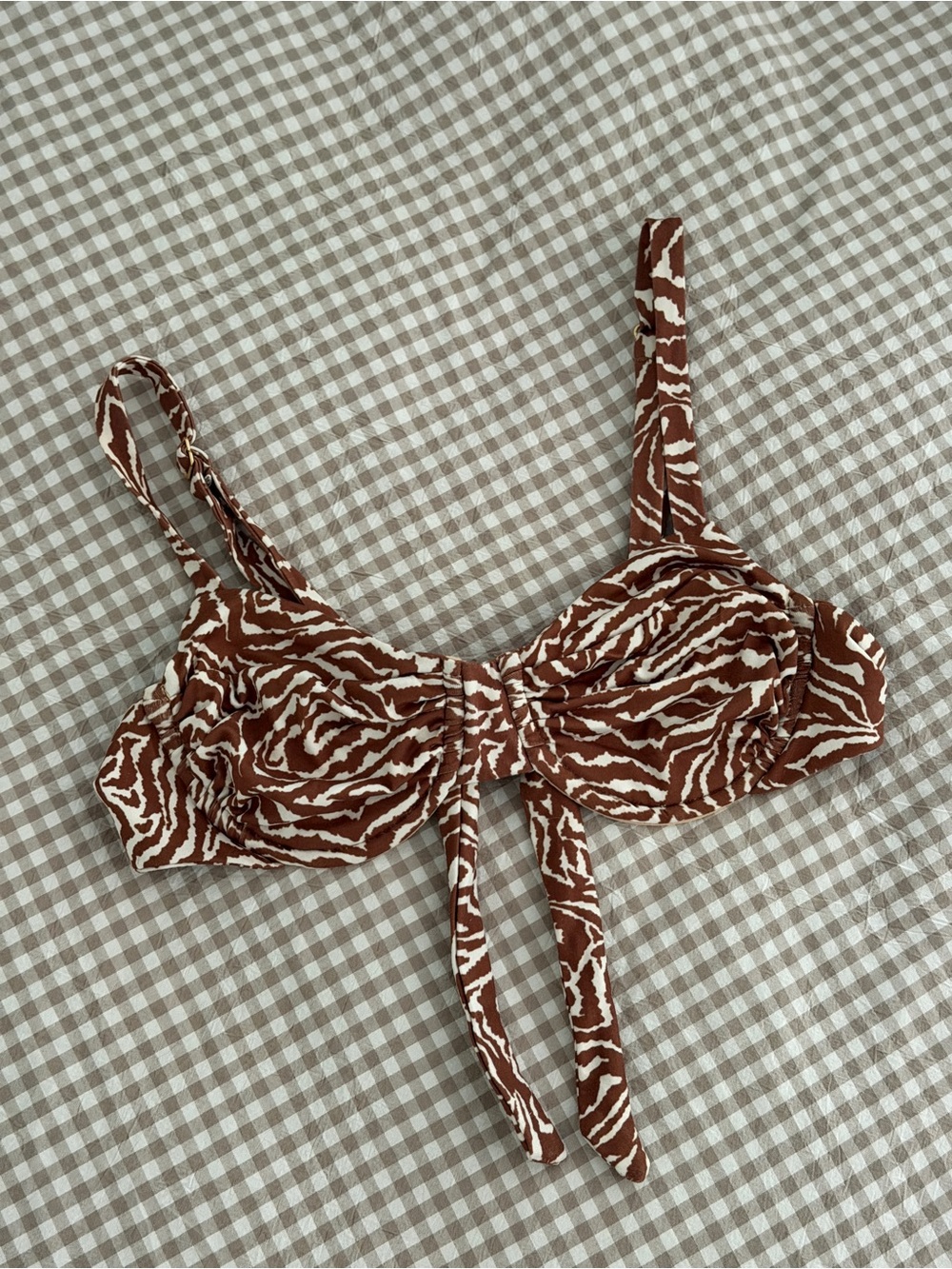 RESA Brown and White Zebra-Print Bikini Top